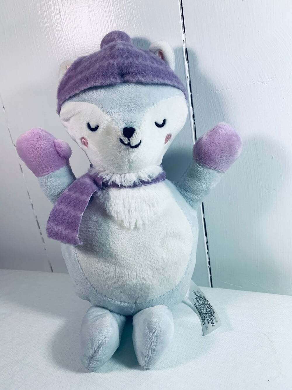 Snow Fox With Purple hat,Scarf, mittens Plush